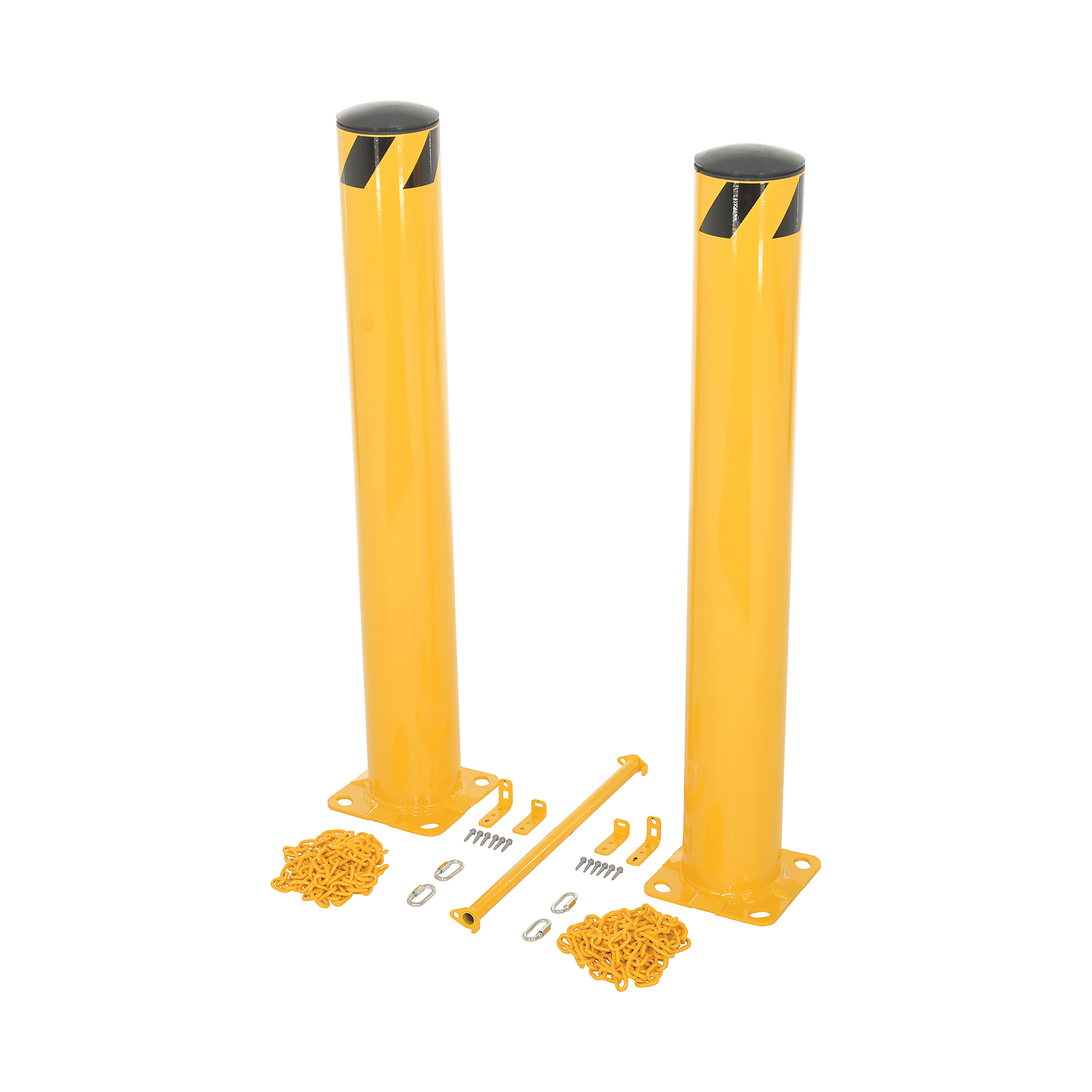 Vestil Dock Chain Barrier Bollard - 5.5in. Diameter, 42.188in. Height, Safety Yellow, Model# DCBB-42-5.5